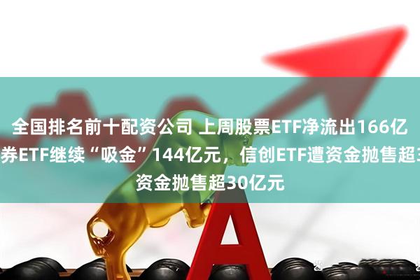 全国排名前十配资公司 上周股票ETF净流出166亿元，债券ETF继续“吸金”144亿元，信创ETF遭资金抛售超30亿元